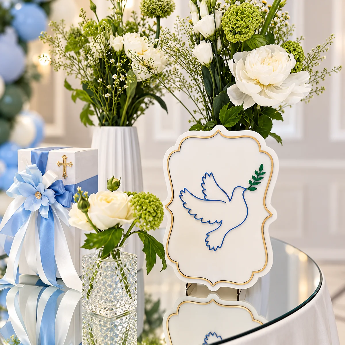 Decorazione cresima con colomba