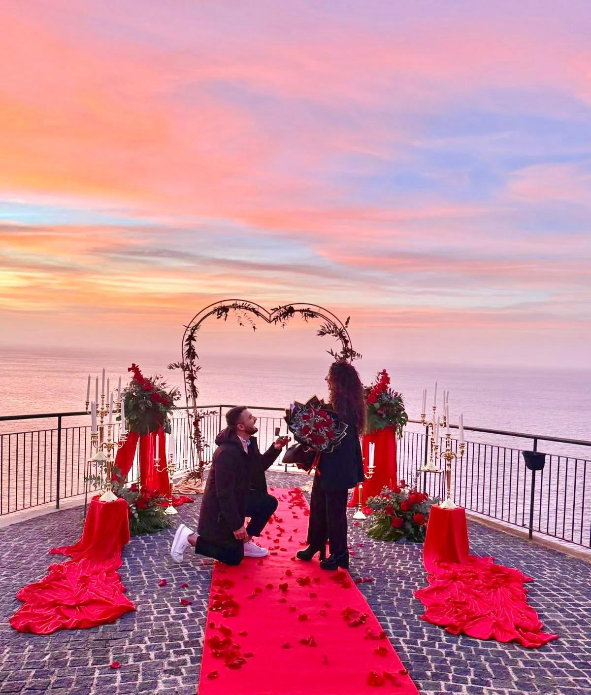 Proposta di matrimonio al tramonto
