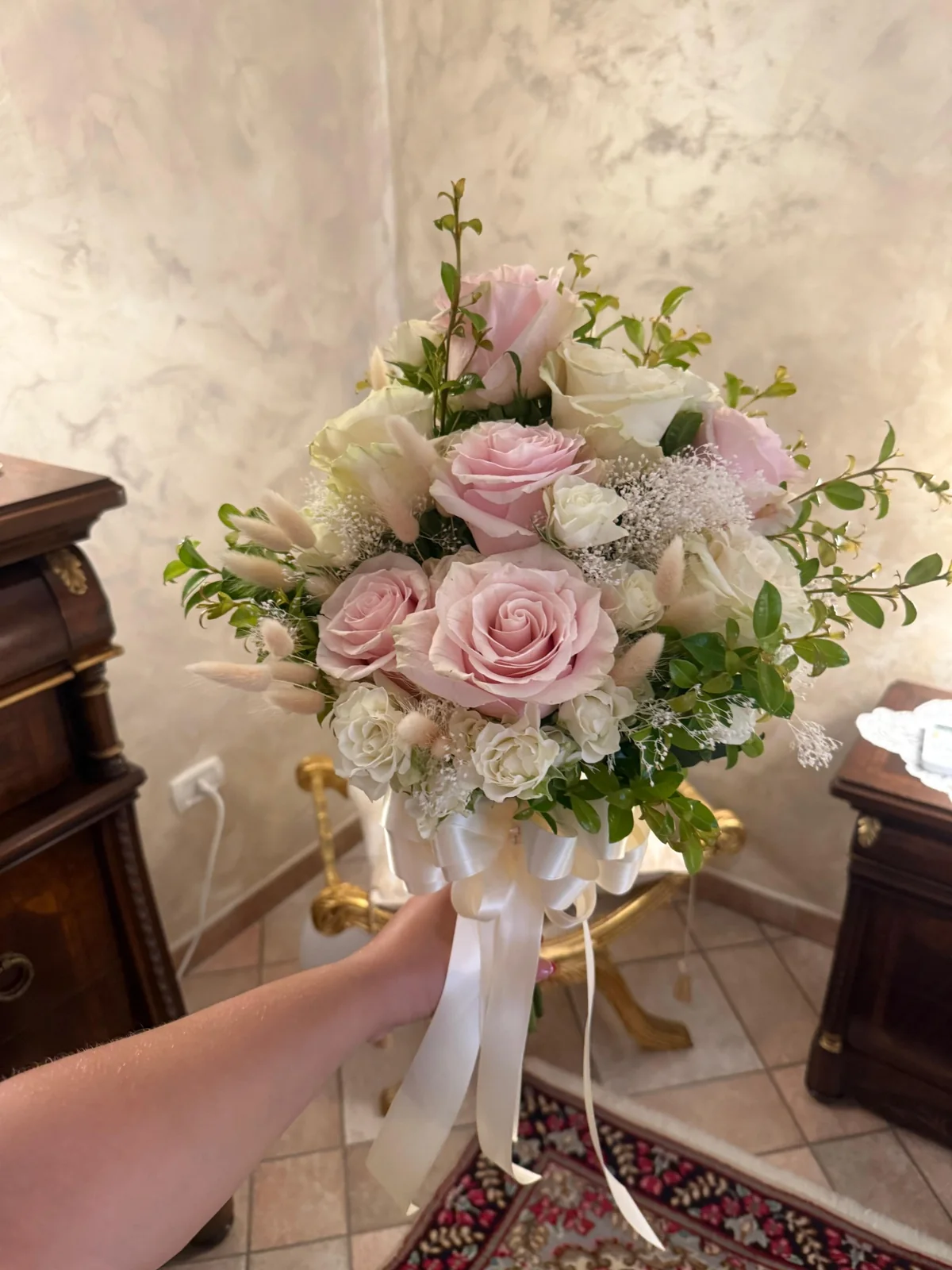Bouquet sposa rosa e crema