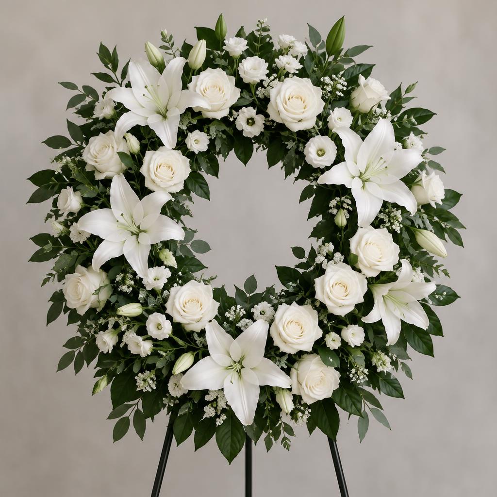 Corona di fiori bianchi